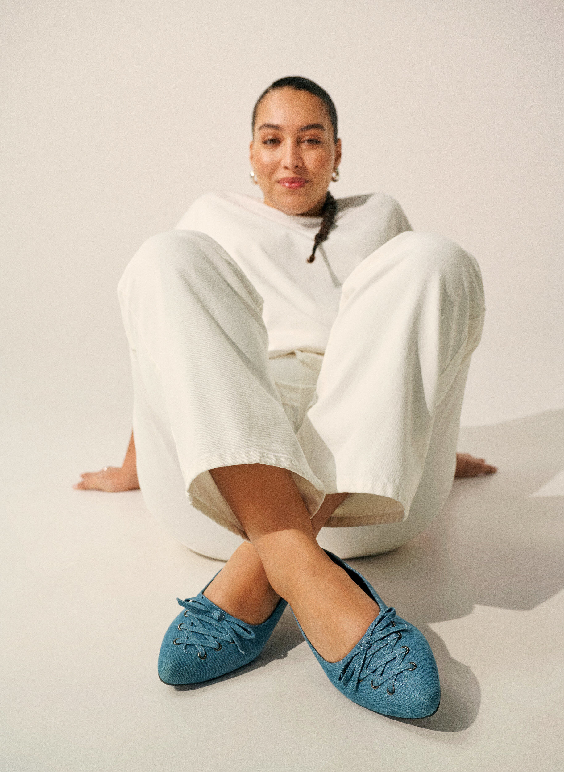 Zizzifashion Ballerina with lace-up detail, Blue, Image image number 0