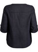 Cotton shirt blouse with V-neck, Black, Packshot image number 1