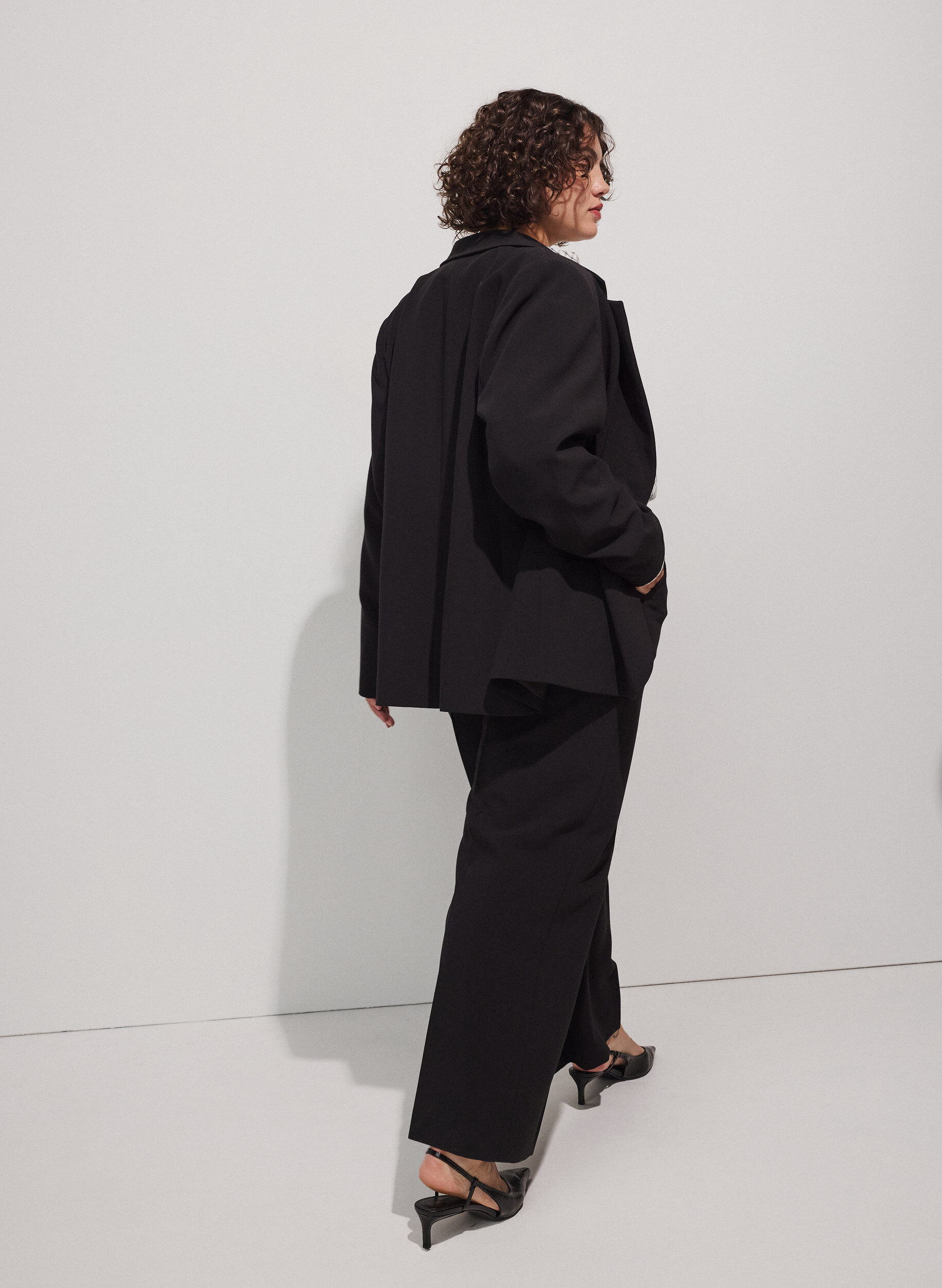 ZizzifashionTailored trousers with wide legs and high waist, Black, Model image number 1