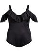 Swimsuit with underwire and ruffle trim, Black, Packshot image number 0