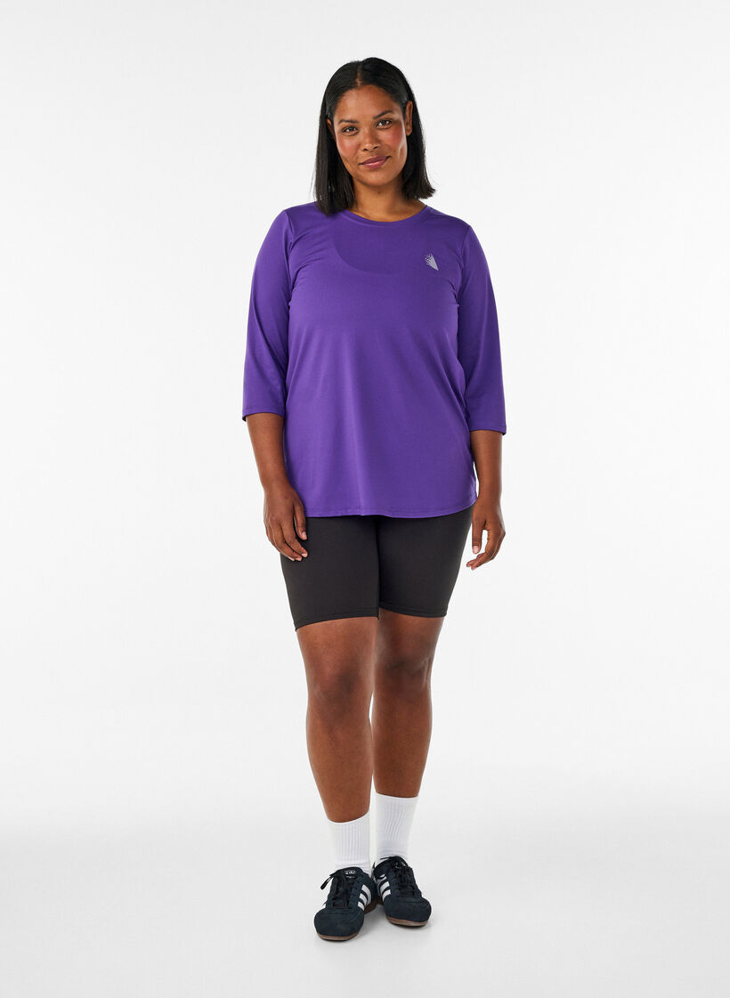 Sports top with 3/4 sleeves, Purple, Model image number 1