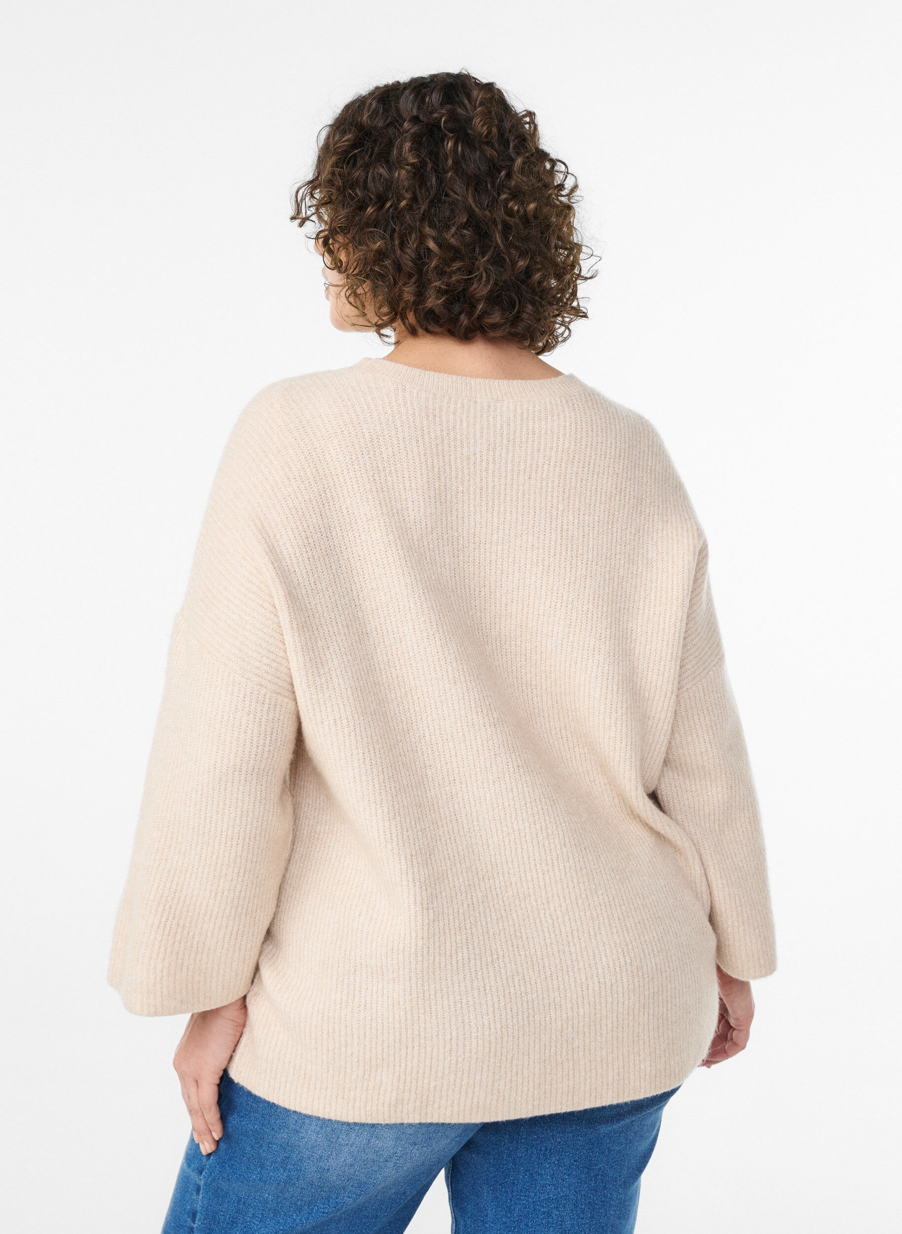Zizzifashion Loose knit with 3/4-sleeves, Beige, Model image number 2