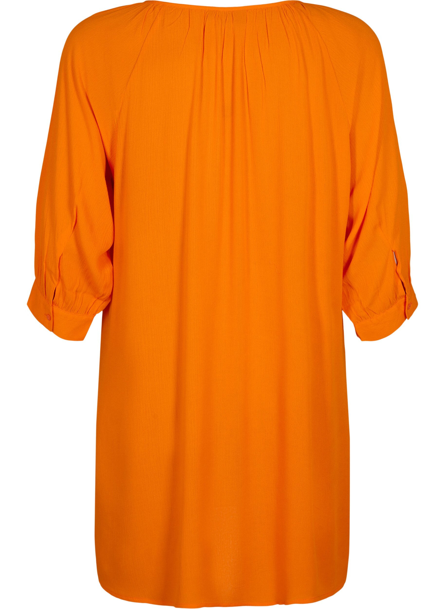 Zizzifashion Viscose tunic with 3/4 sleeves, Orange, Packshot image number 1