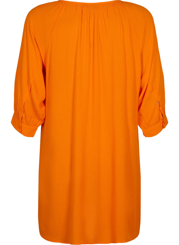 Viscose tunic with 3/4 sleeves, Orange, Packshot image number 1