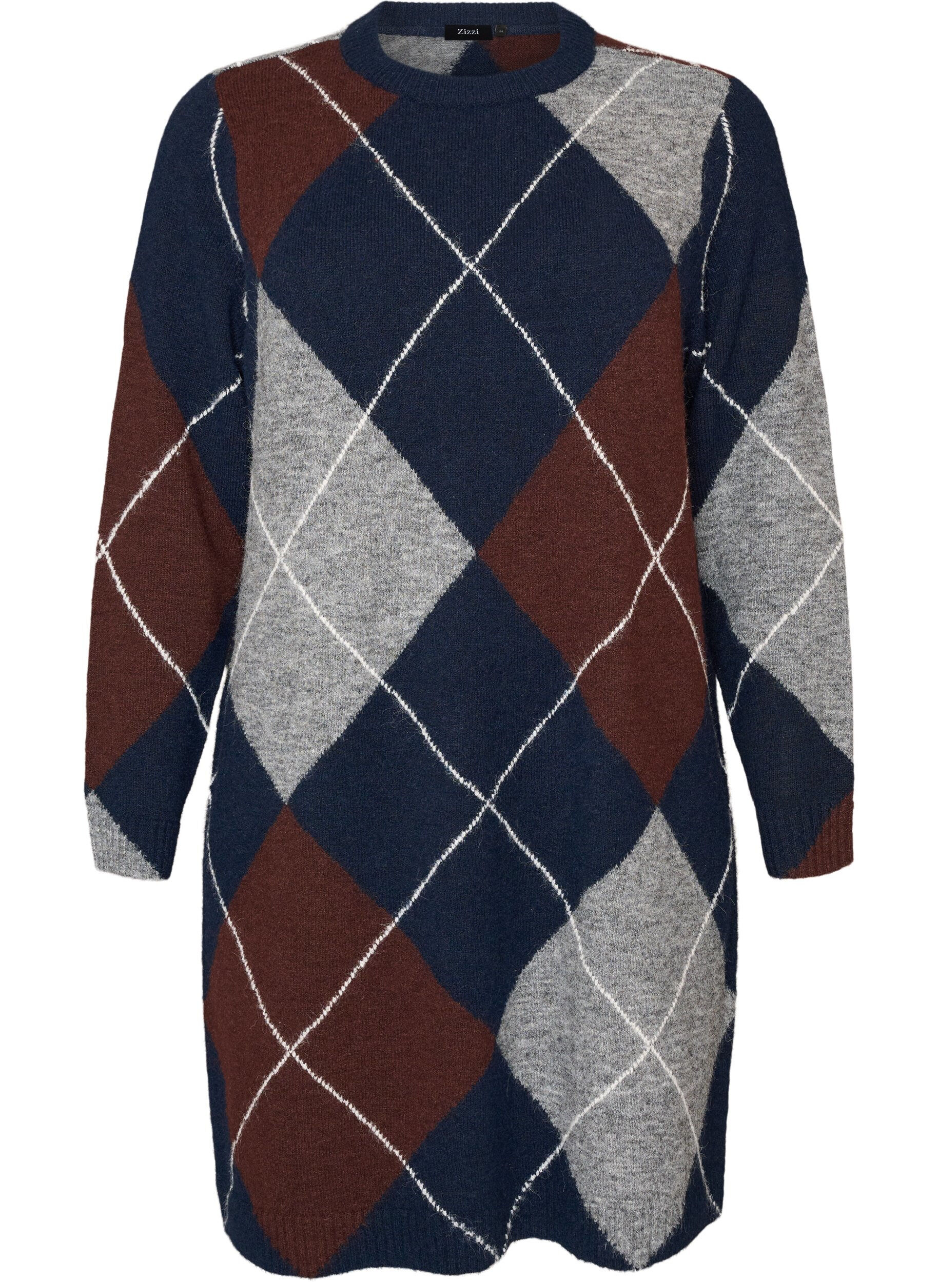 Knitted dress with large check pattern