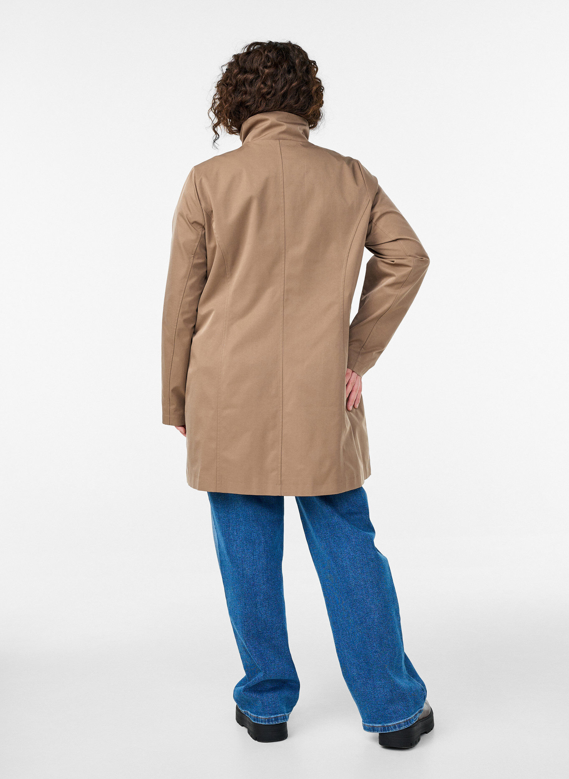 Zizzifashion Transitional jacket with pockets and a high collar, Brown, Model image number 2