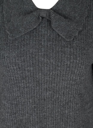 Marled knitted blouse with tie neck, Dark Grey Melange, Packshot image number 2