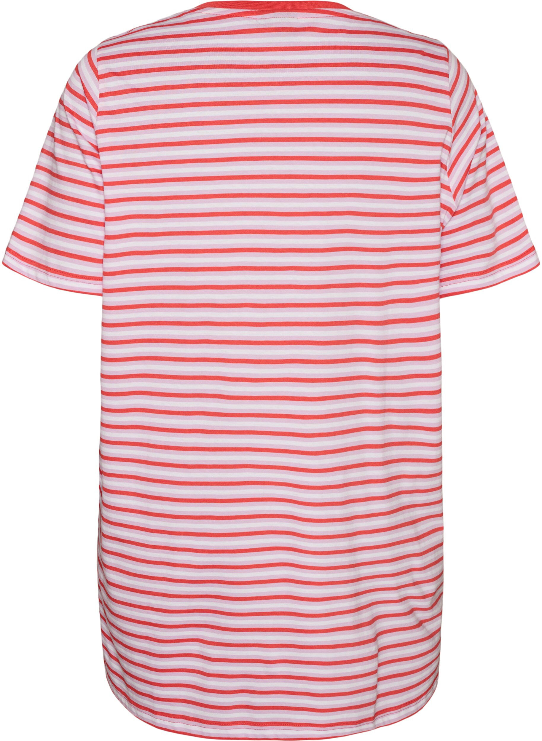 Zizzifashion Long oversized striped T-shirt in organic cotton, Purple, Packshot image number 1