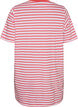 Long oversized striped T-shirt in organic cotton, Purple, Packshot image number 1
