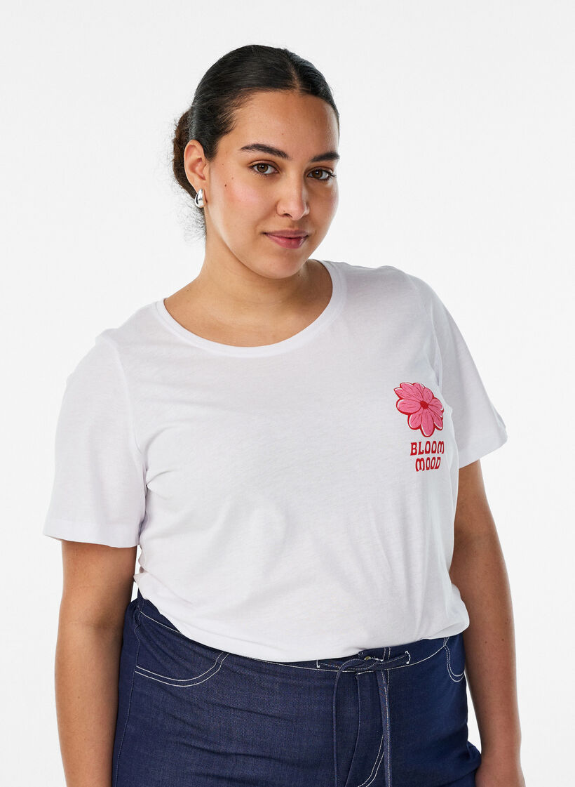 T-shirt with motif, White, Model image number 0