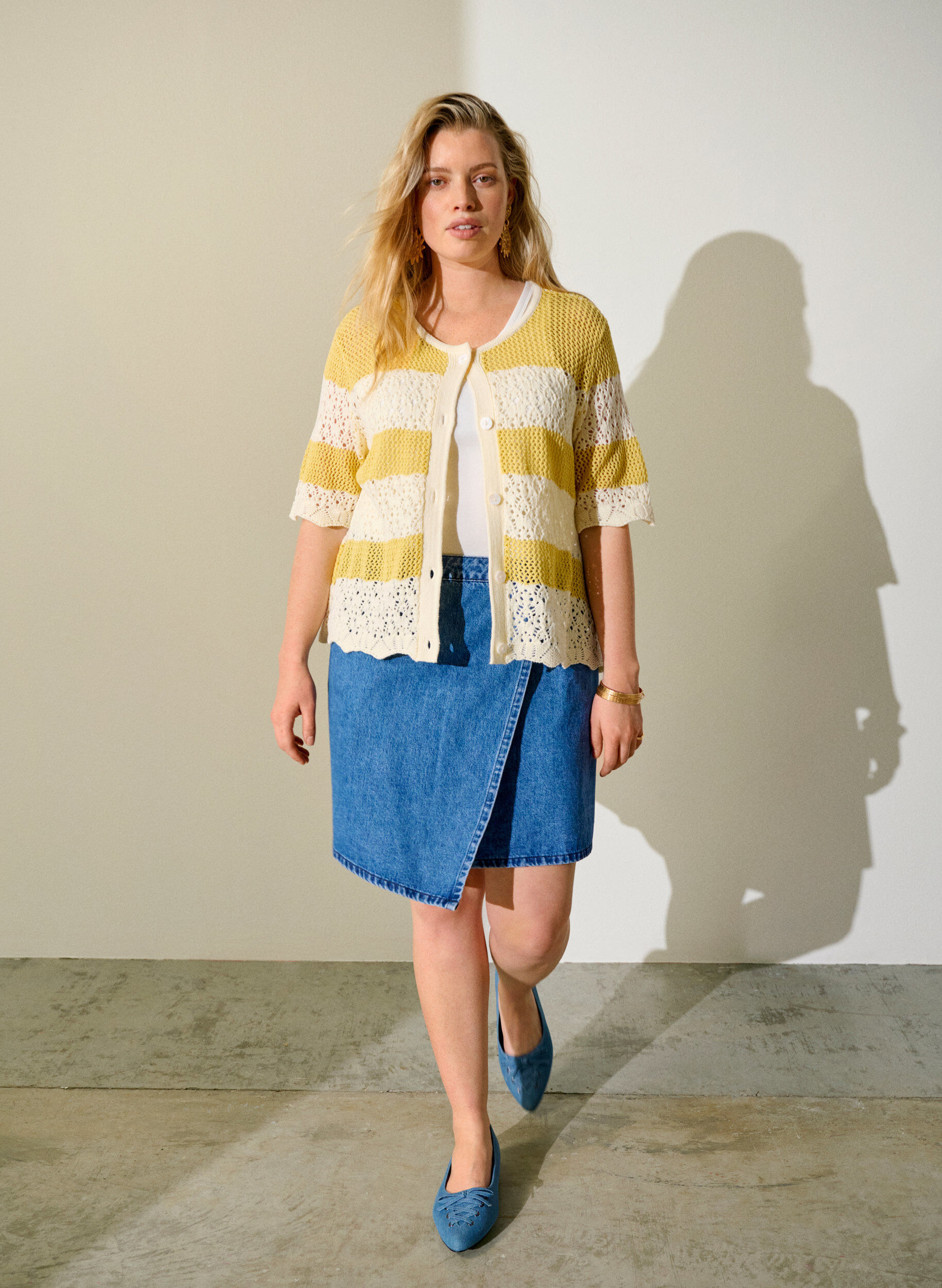 Zizzifashion Short A-line denim skirt, Blue, Image image number 0