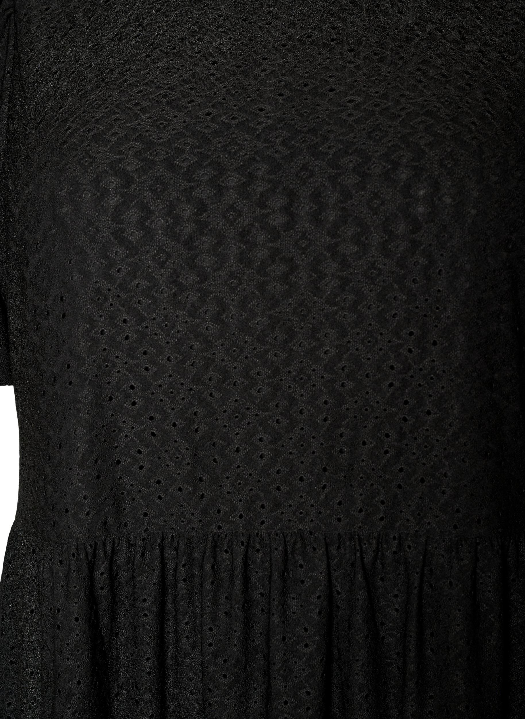 Zizzifashion Short dress with lace pattern and layered skirt, Black, Packshot image number 2