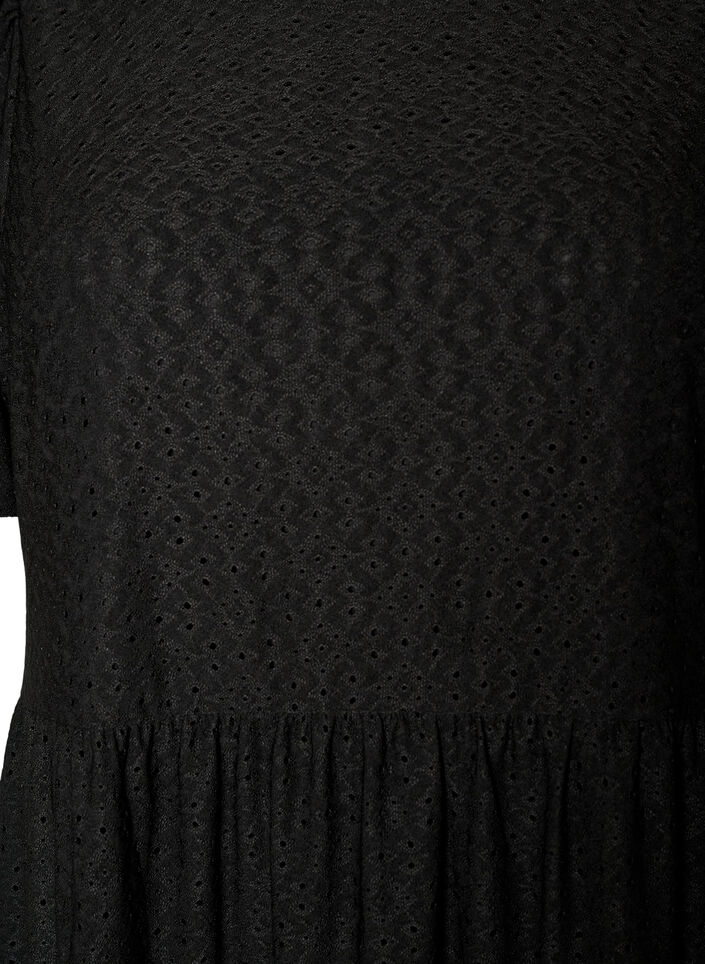 Short dress with lace pattern and layered skirt, Black, Packshot image number 2