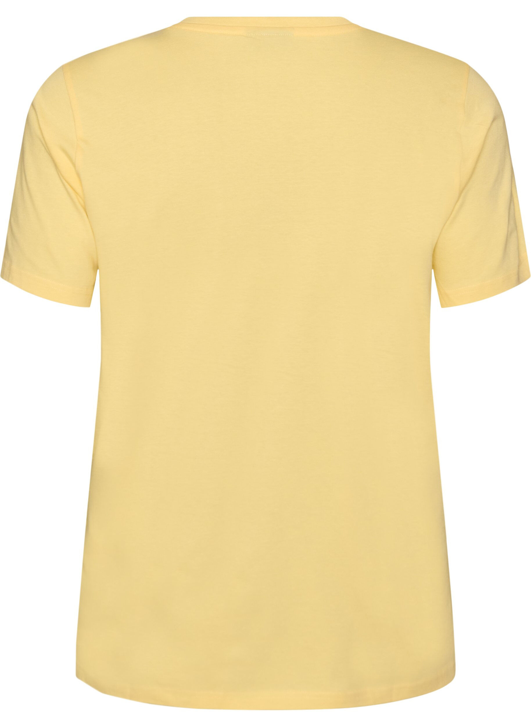 Zizzifashion Organic cotton T-shirt with eyelet embroidery, Yellow, Packshot image number 1