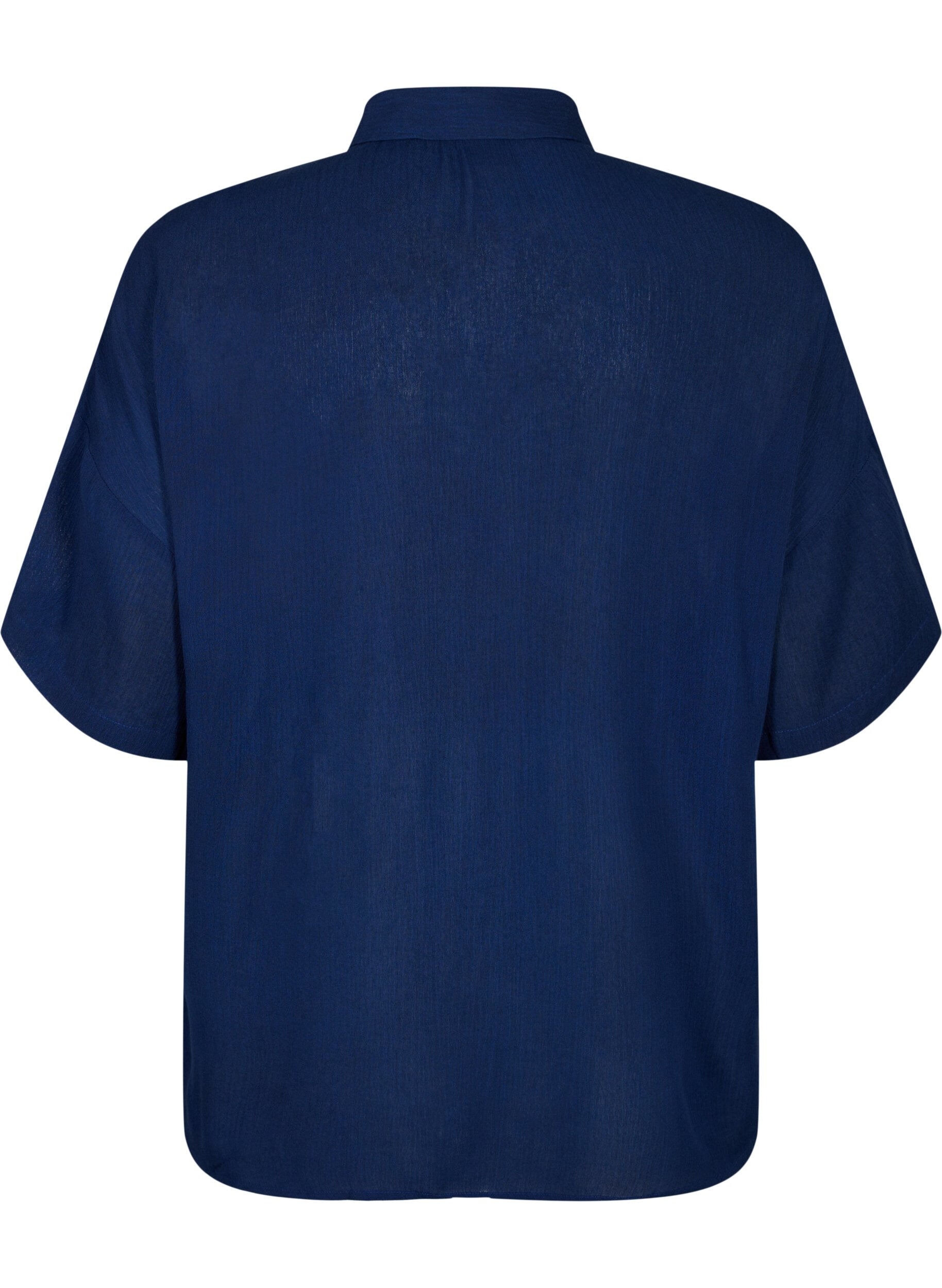 Zizzifashion Short-sleeved viscose shirt with collar, Medieval Blue, Packshot image number 1