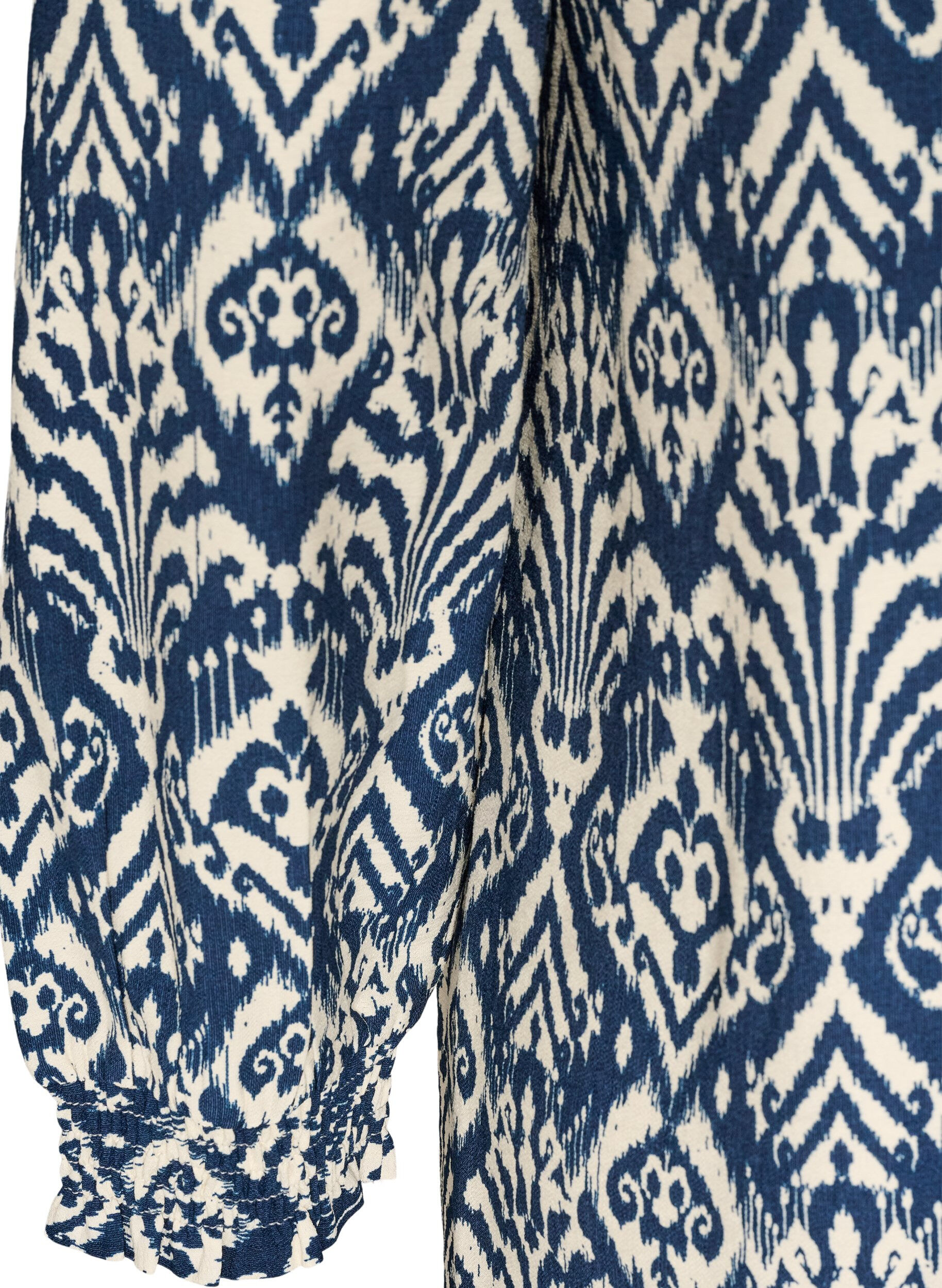 ZizzifashionPatterned viscose dress with long sleeves, Blue, Packshot image number 3