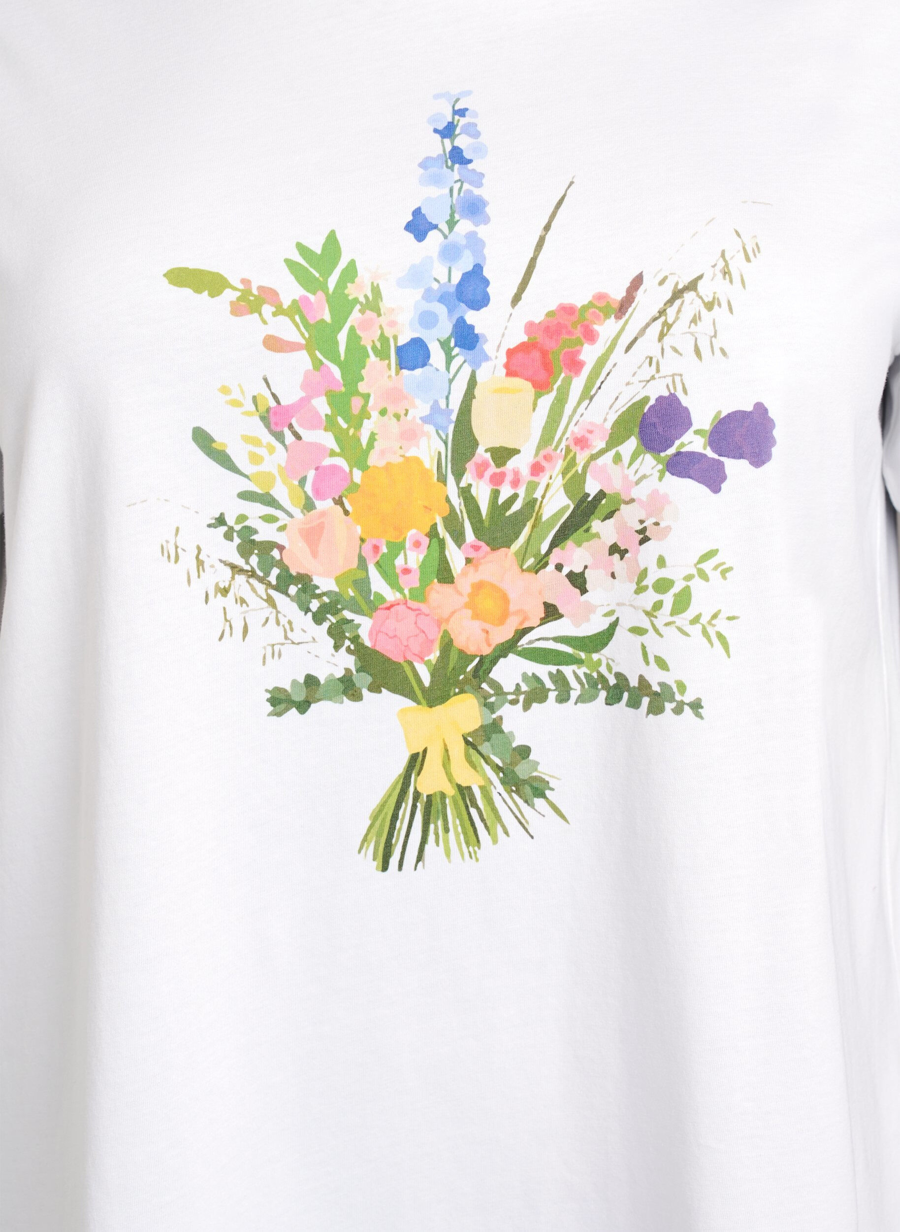 Zizzifashion T-shirt in organic cotton with floral print, B. White w. Flower, Packshot image number 2