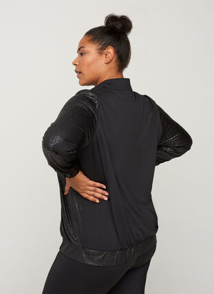 Sports jacket with pattern made up of similar colors, Black, Model image number 1