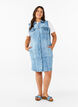 Sleeveless denim dress with raw edge details, Light Blue Denim, Model image number 2