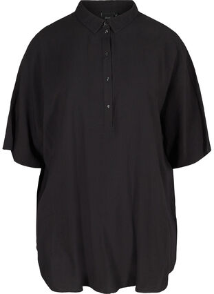 Tunic with buttons and collar, Black, Packshot image number 0