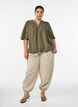 Viscose blouse with pintucks and balloon effect, Green, Model image number 1