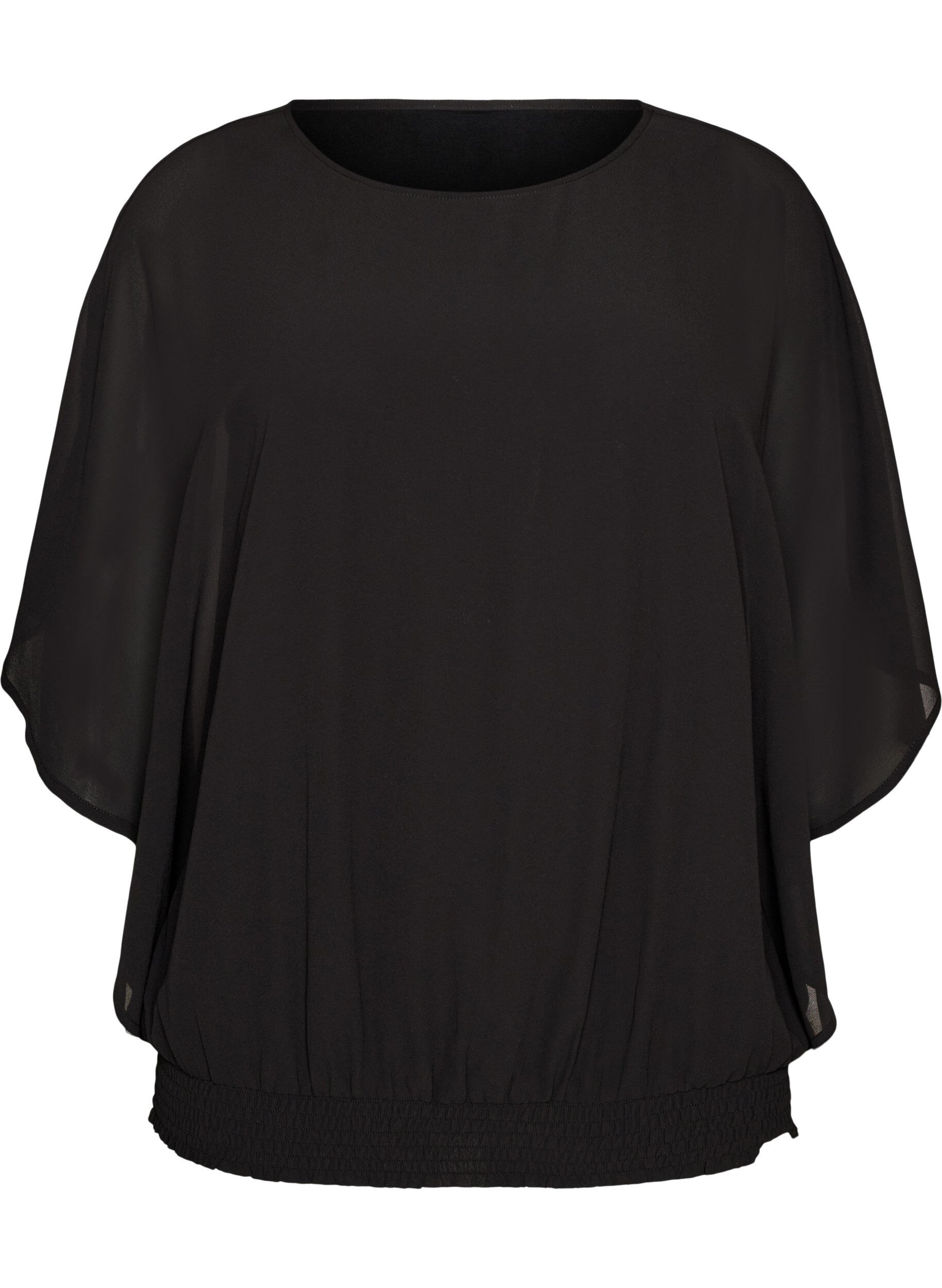 ZizzifashionChiffon blouse with balloon effect, Black, Packshot image number 0