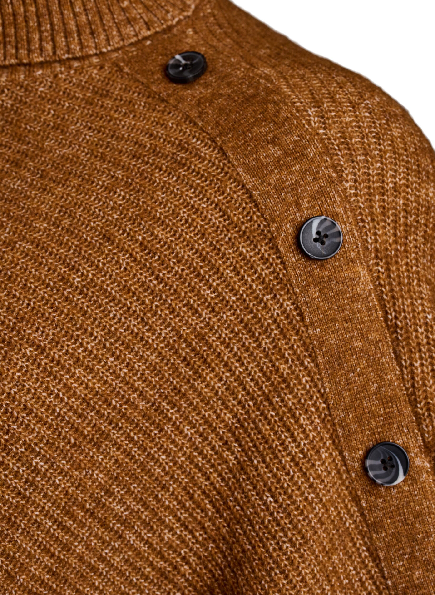 Zizzifashion Poncho with turtleneck and button detail, Brown, Packshot image number 3