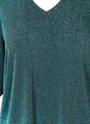 Glitter blouse with 3/4-length sleeves, BLUE , Packshot image number 2