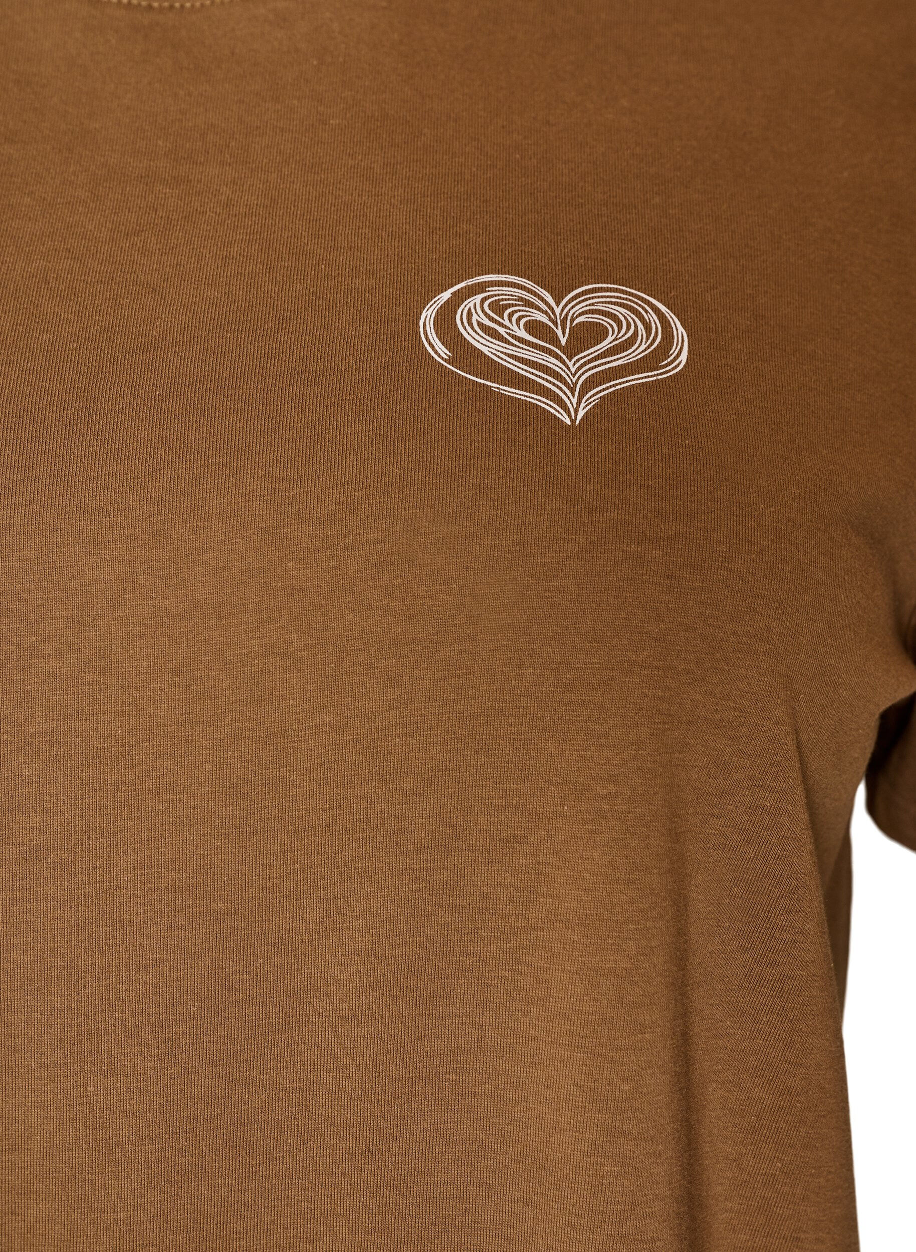 Zizzifashion Cotton T-shirt with print, Brown, Packshot image number 2