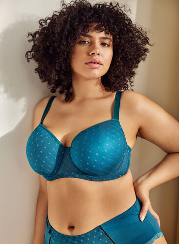 Underwire Alma bra with mesh, Reflecting Pond, Image image number 0