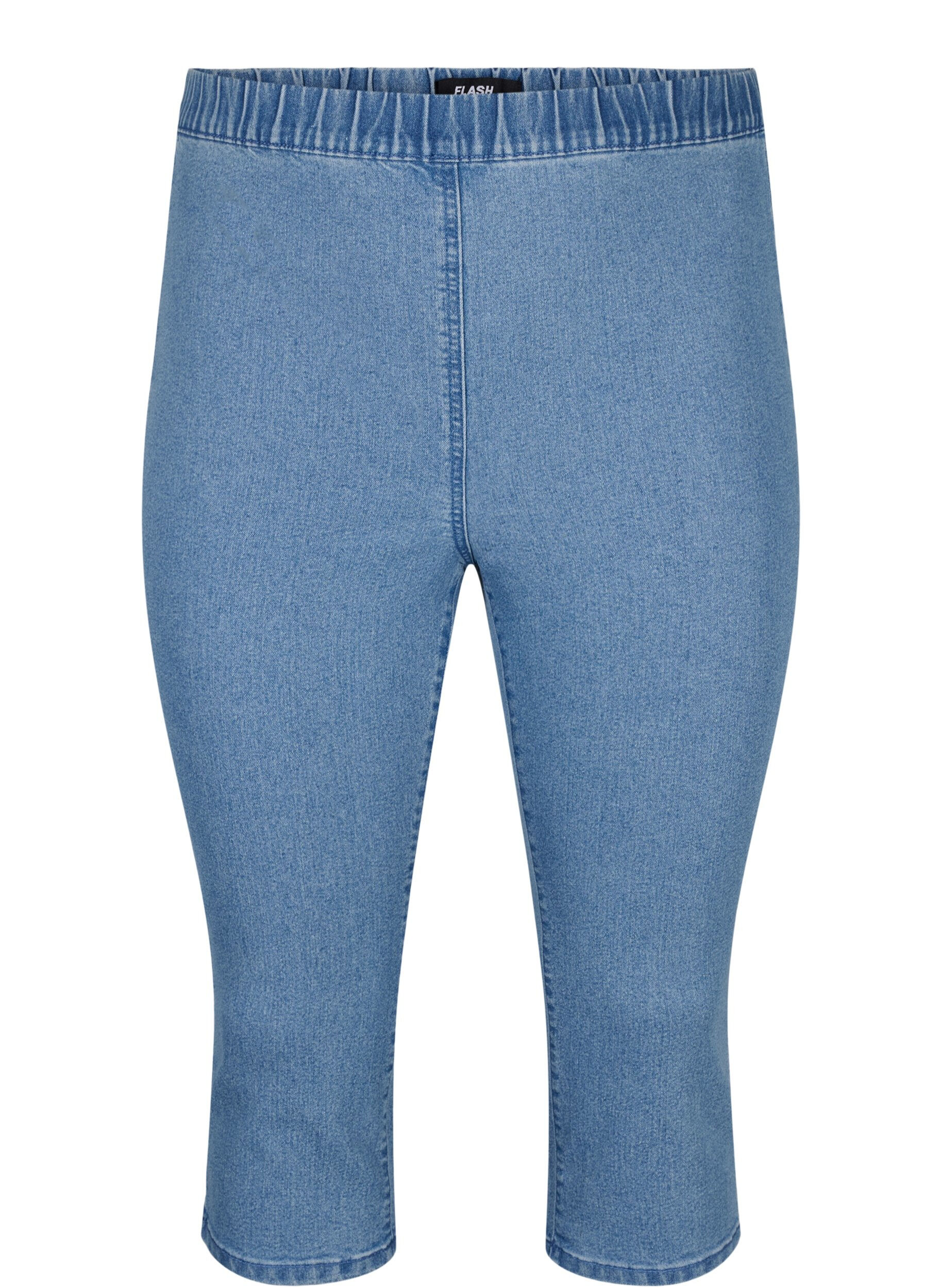 FLASH - High waisted denim capri trousers with slim fit