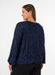 Sheer blouse with floral texture and long sleeves, Blue, Model image number 2