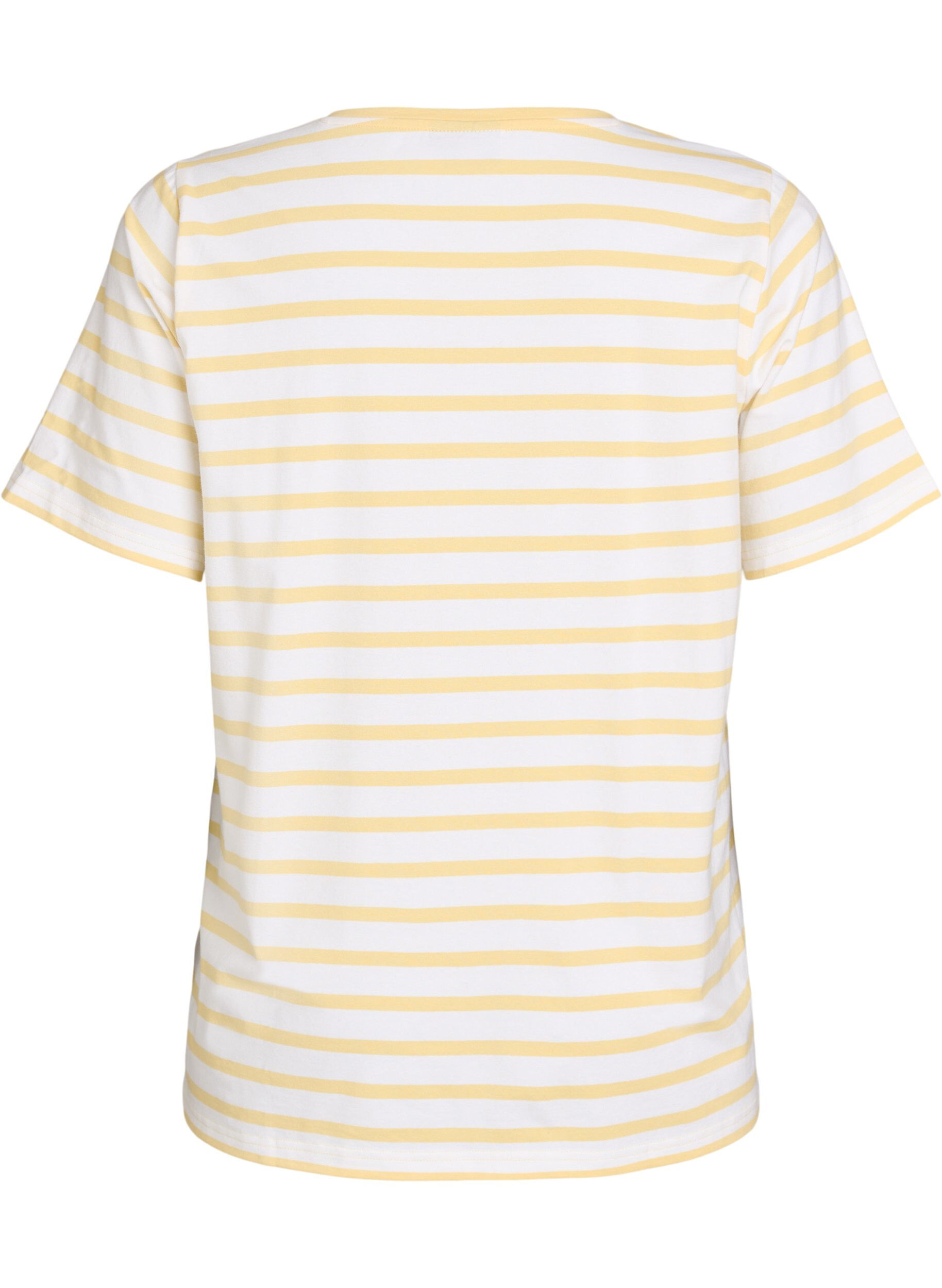 Zizzifashion Striped T-shirt in organic cotton, Yellow, Packshot image number 1