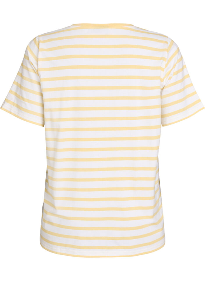 Striped T-shirt in organic cotton, Yellow, Packshot image number 1
