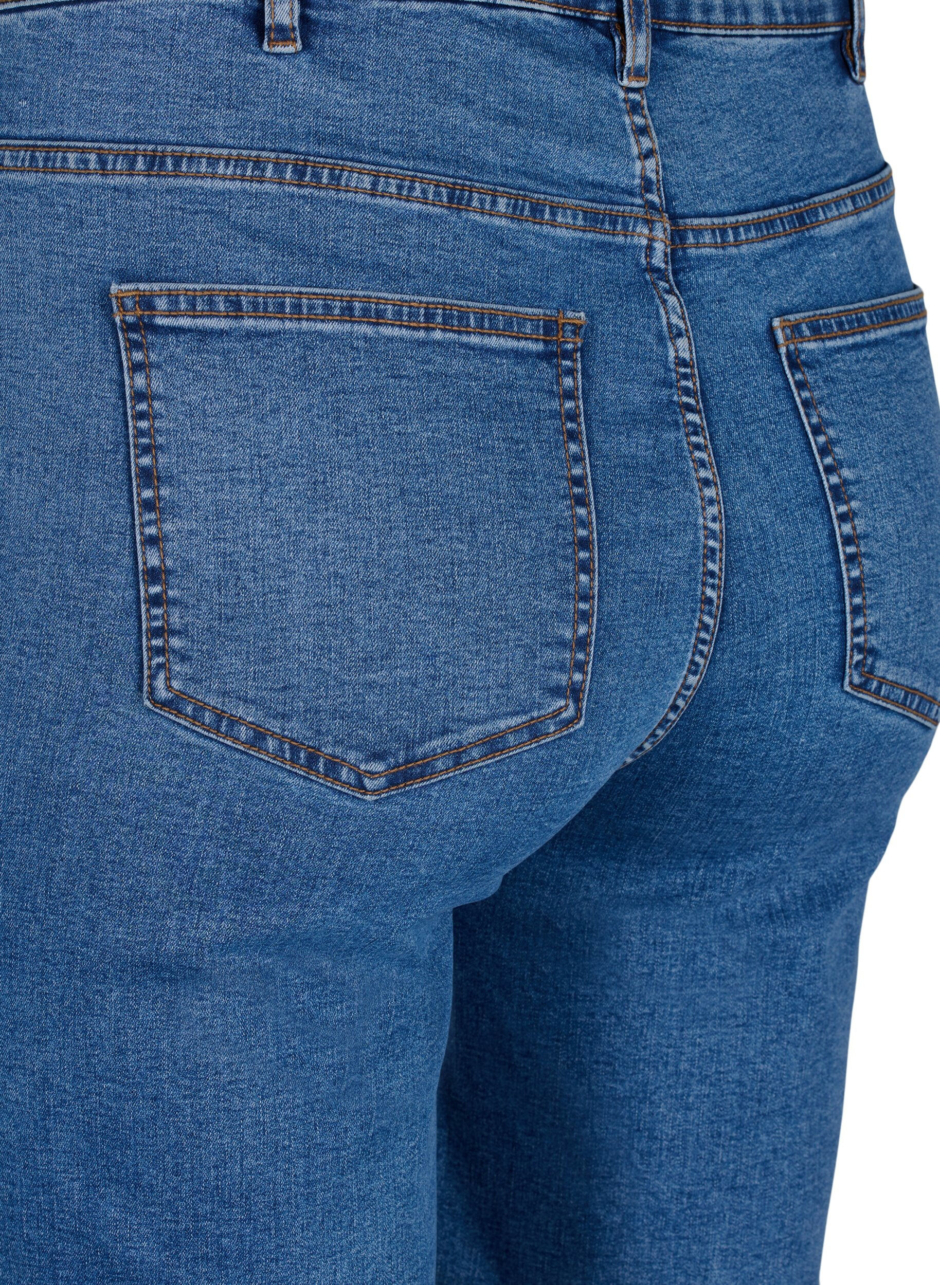 Zizzifashion Tight fitting denim shorts with a high waist, Blue Denim, Packshot image number 3