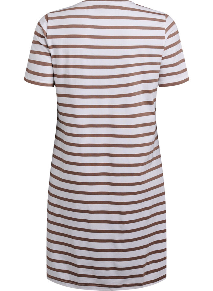 Striped jersey dress with short sleeves, White, Packshot image number 1