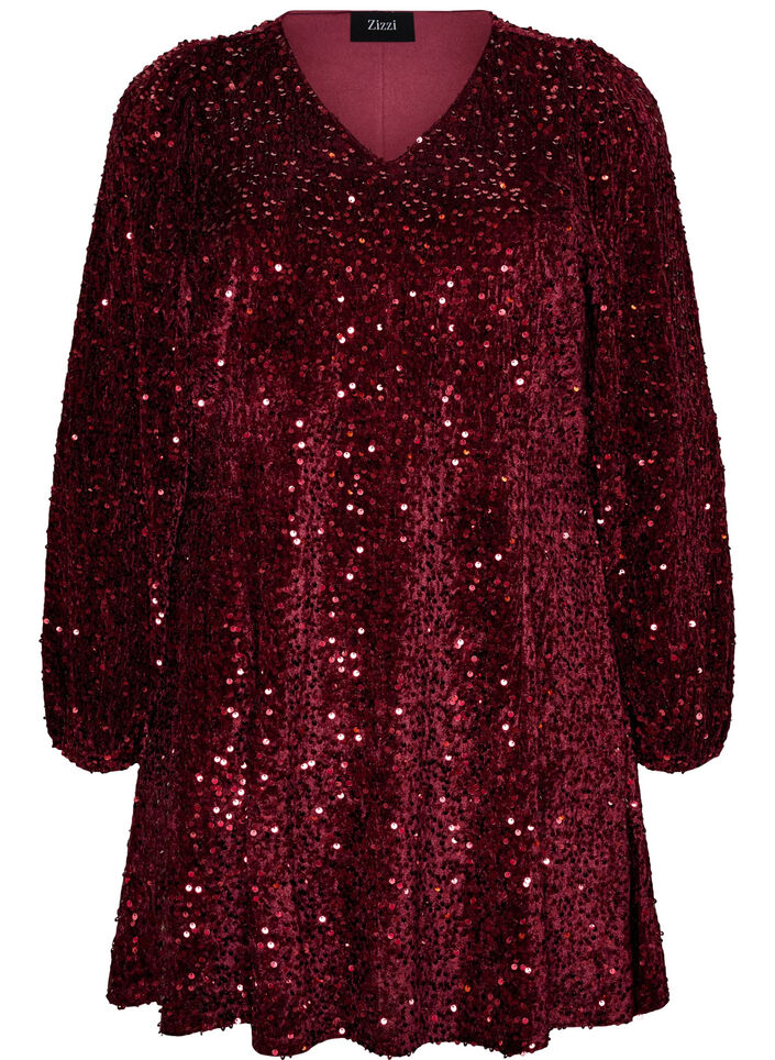Short sequin dress with an A-line shape, Red, Packshot image number 0