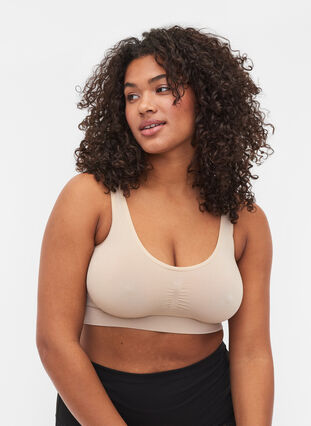 Stretchy seamless bra, Nude, Model image number 0