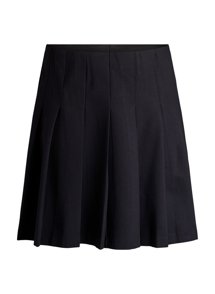 Short pleated skirt with elasticated waist, Black, Packshot image number 0