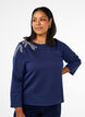 Short sweatshirt with pearl details, Blue, Model image number 0
