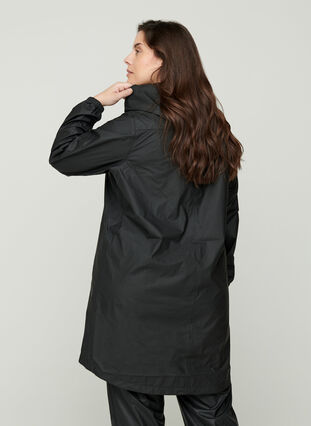 Hooded raincoat with taped seams, Black, Model image number 1