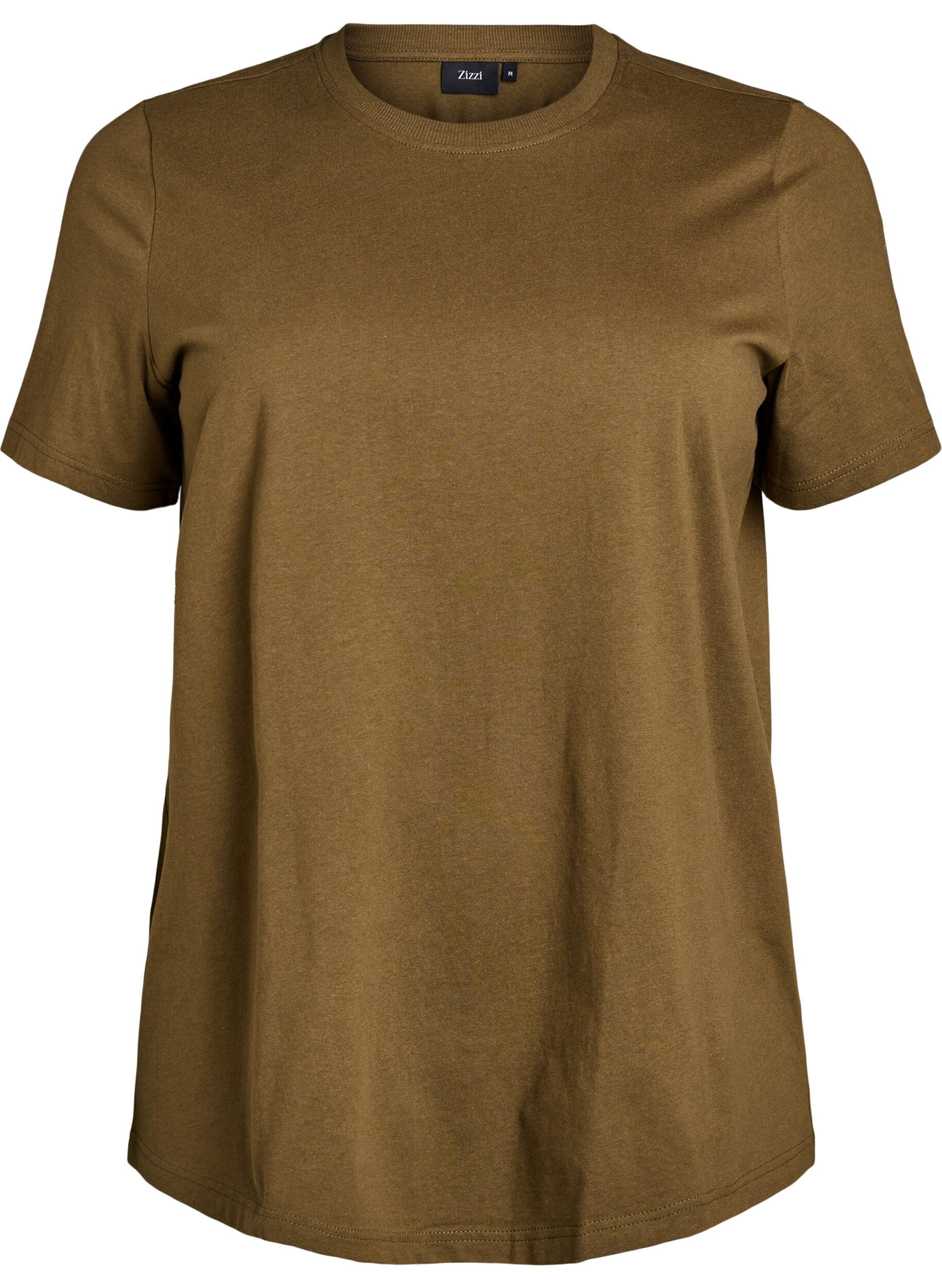 Zizzifashion Basic cotton T-shirt with round neck, Green, Packshot image number 0