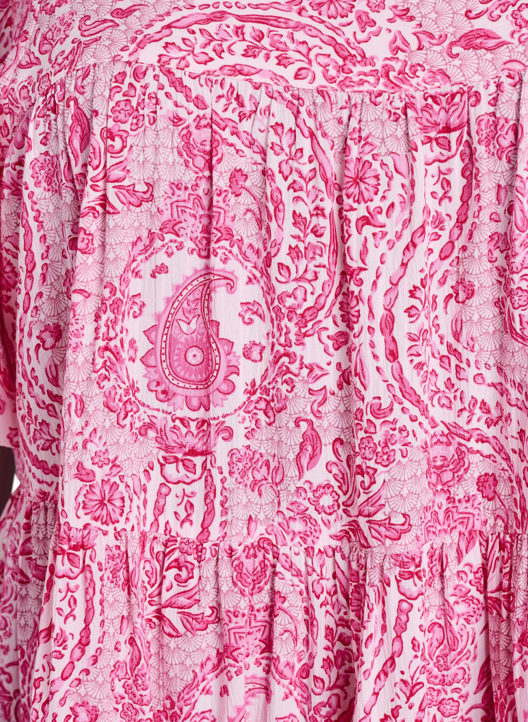 Zizzifashion Tunic with ruffles and paisley print, Pink, Packshot image number 2