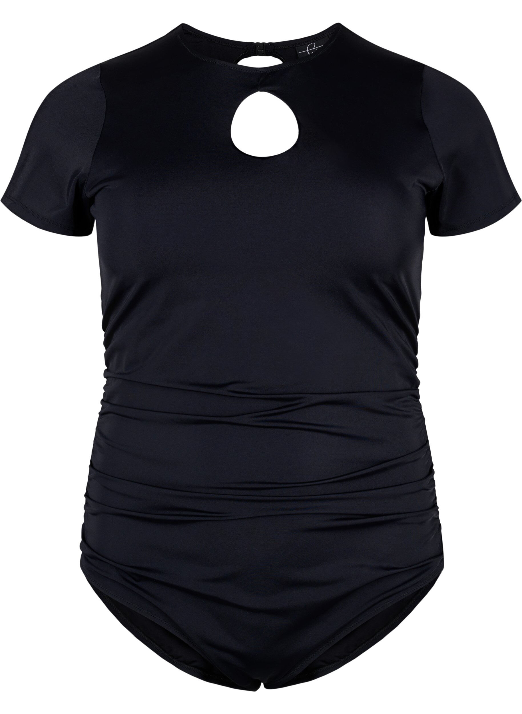Zizzifashion Swimsuit with short sleeves, Black, Packshot image number 0