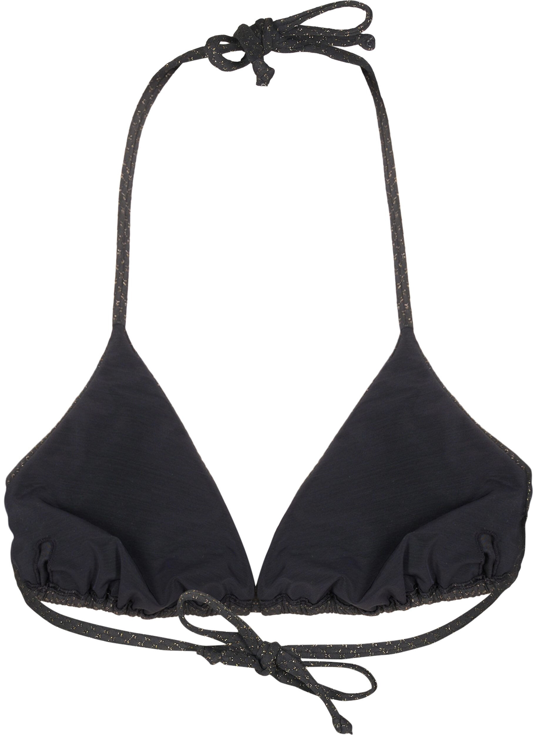 Zizzifashion Triangle bikini top with glitter, Black, Packshot image number 1