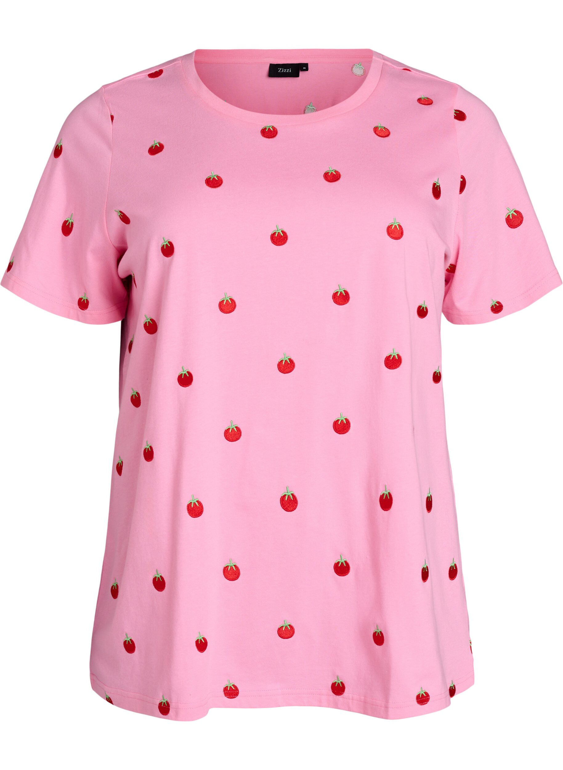 Zizzifashion T-shirt in organic cotton with embroidered motifs, Pink, Packshot image number 0