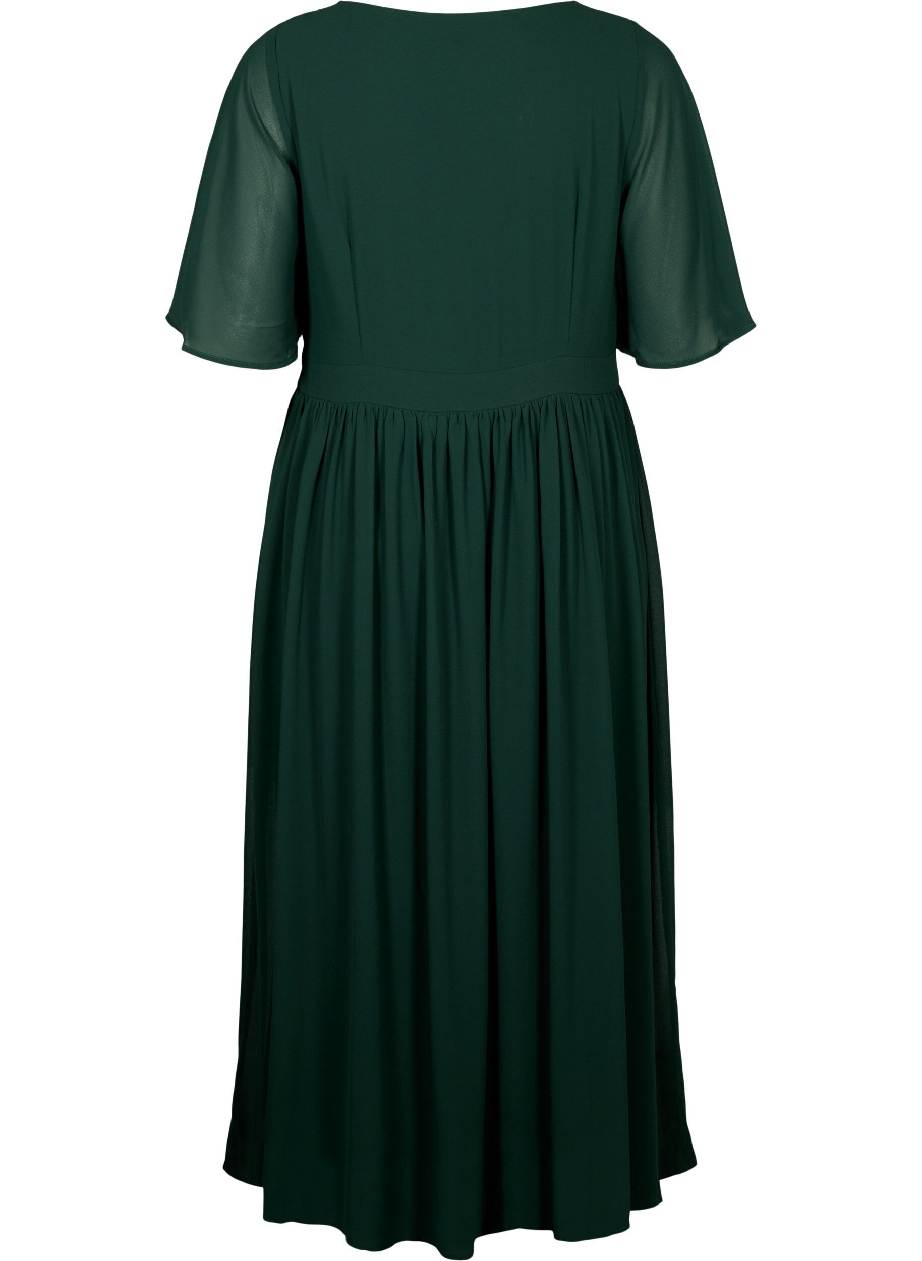 Zizzifashion Maxi dress with pleats and short sleeves, Scarab, Packshot image number 1