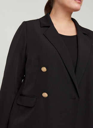 Blazer with gold-coloured buttons, Black, Model image number 2