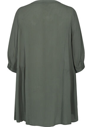 Viscose tunic with 3/4 sleeves, Thyme, Packshot image number 1