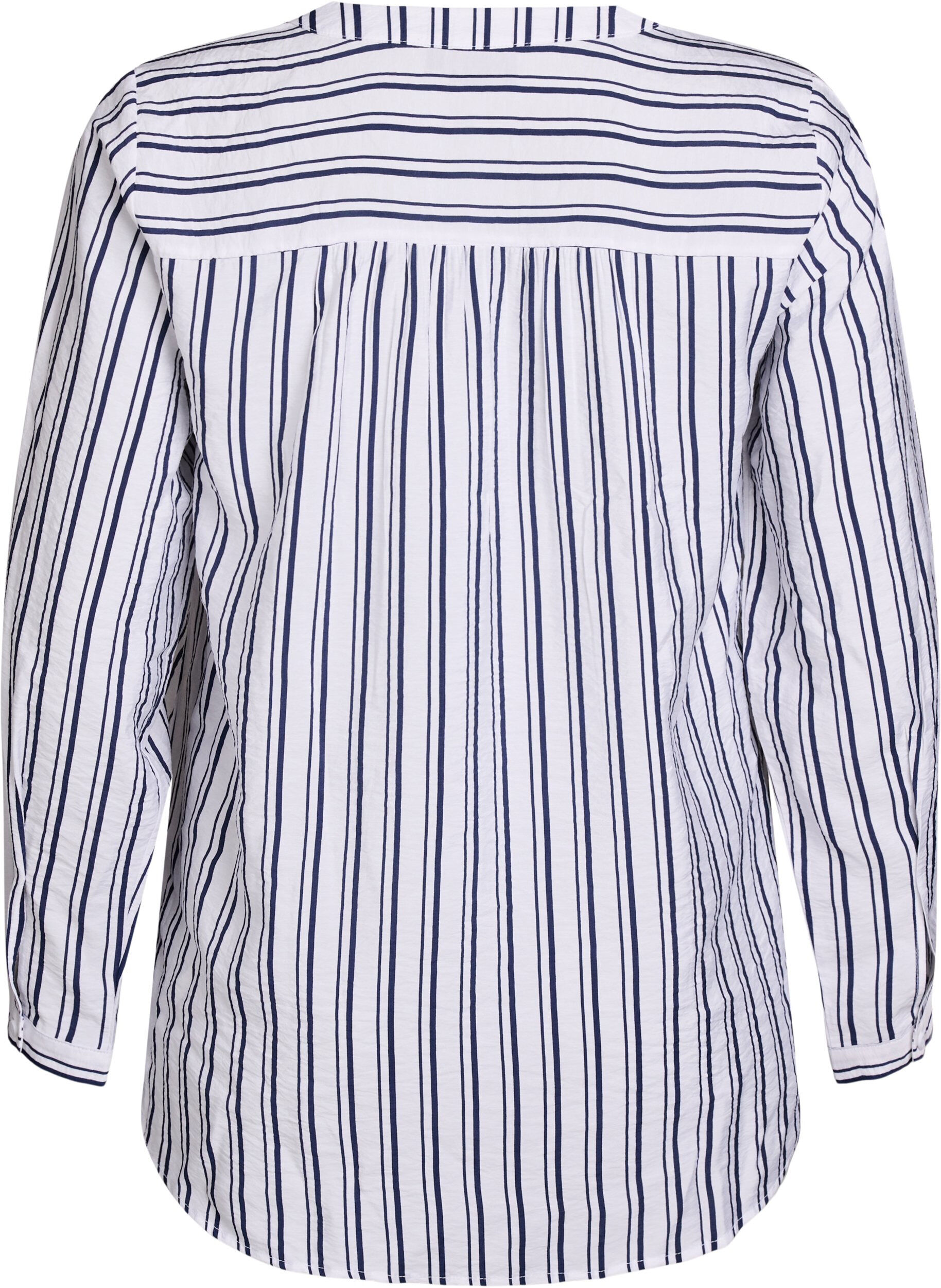 Zizzifashion FLASH - Striped shirt blouse with V-neck, White, Packshot image number 1